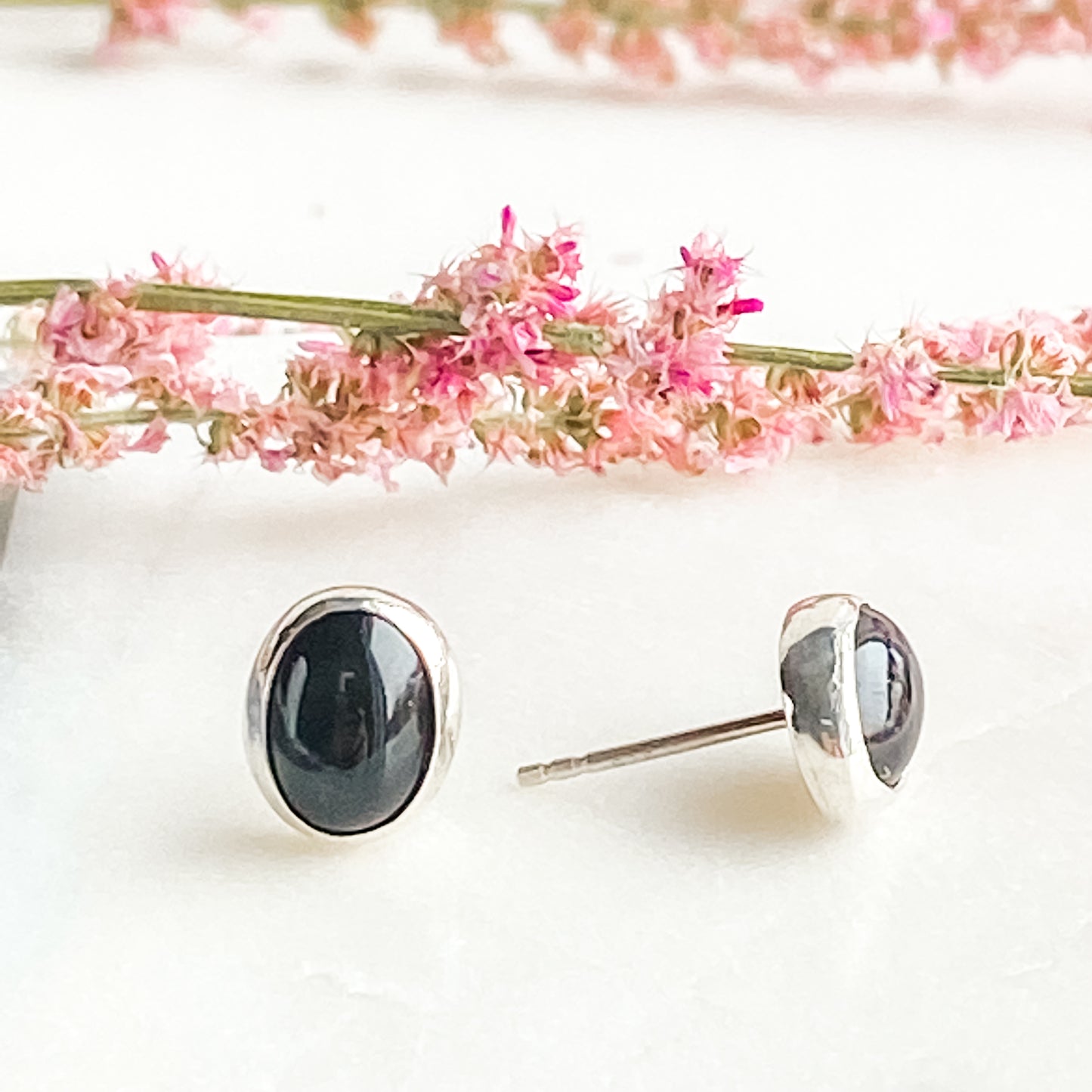 Black Diopside Stud Earrings