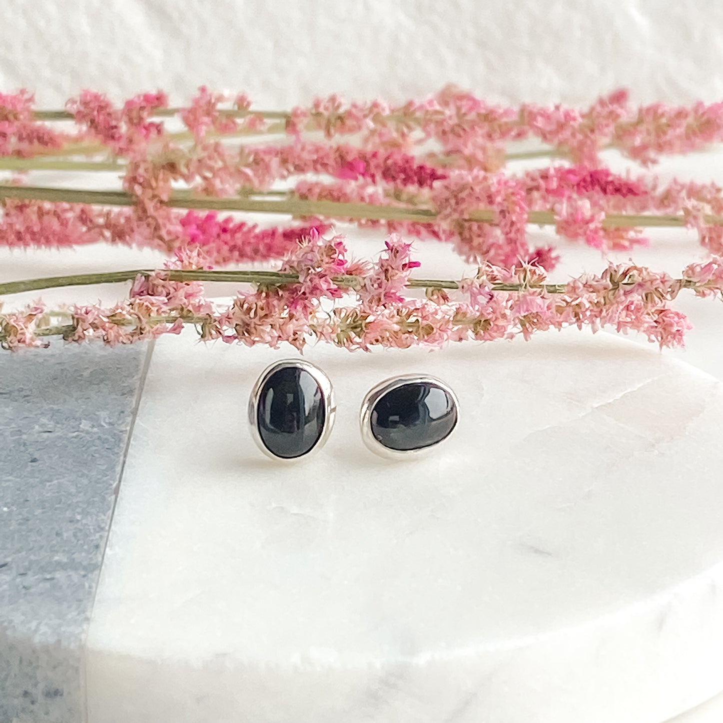 Black Diopside Stud Earrings