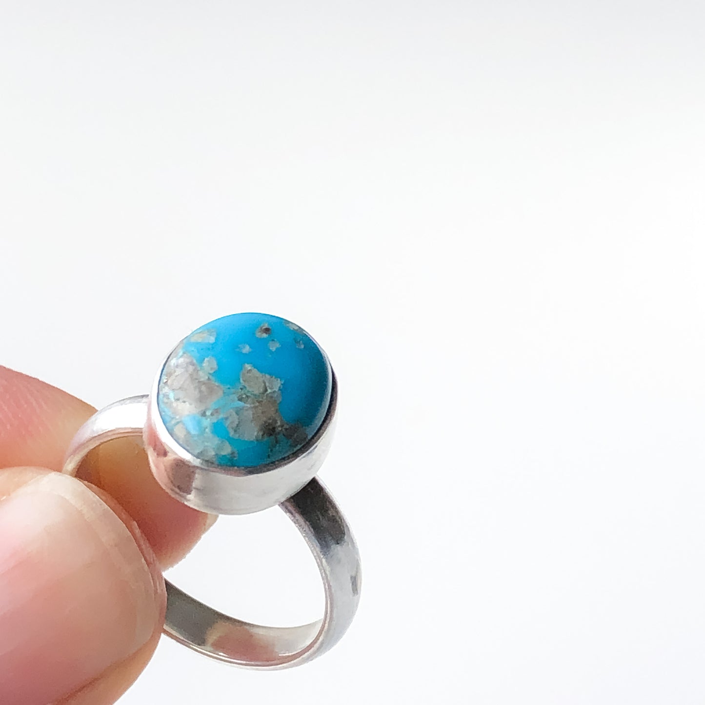 Oval Turquoise and Silver Ring, Size 7.5