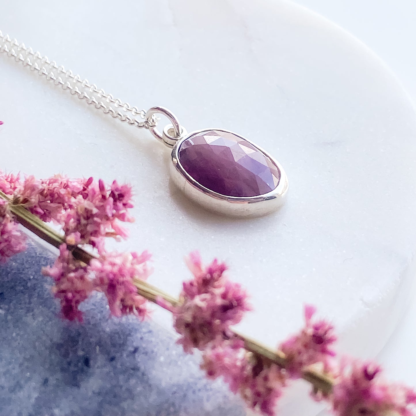 Pink Rose-Cut Sapphire Pendant II
