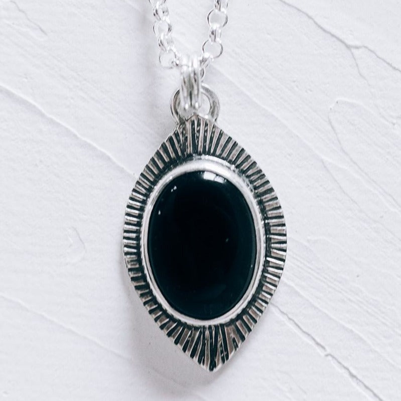 Night Sky Rainbow Obsidian and Silver Pendant