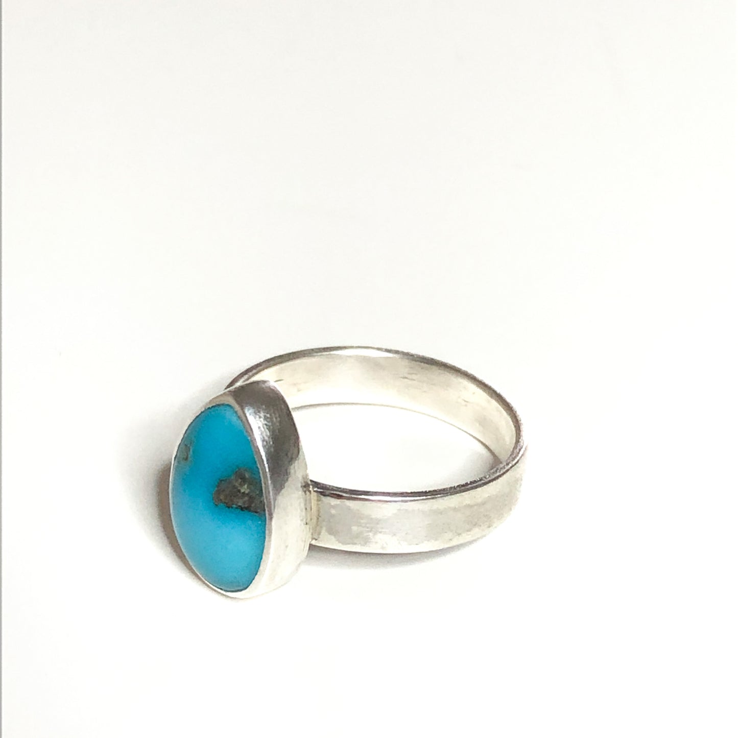 Teardrop Turquoise and Silver Ring - Size 7 1/4