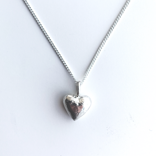 Carved Rustic Silver Heart Pendant