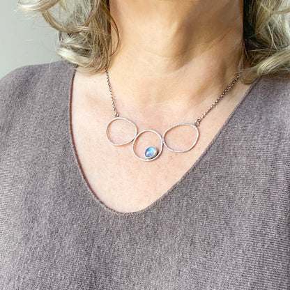 Autumn Moonstone and Silver Statement Necklace