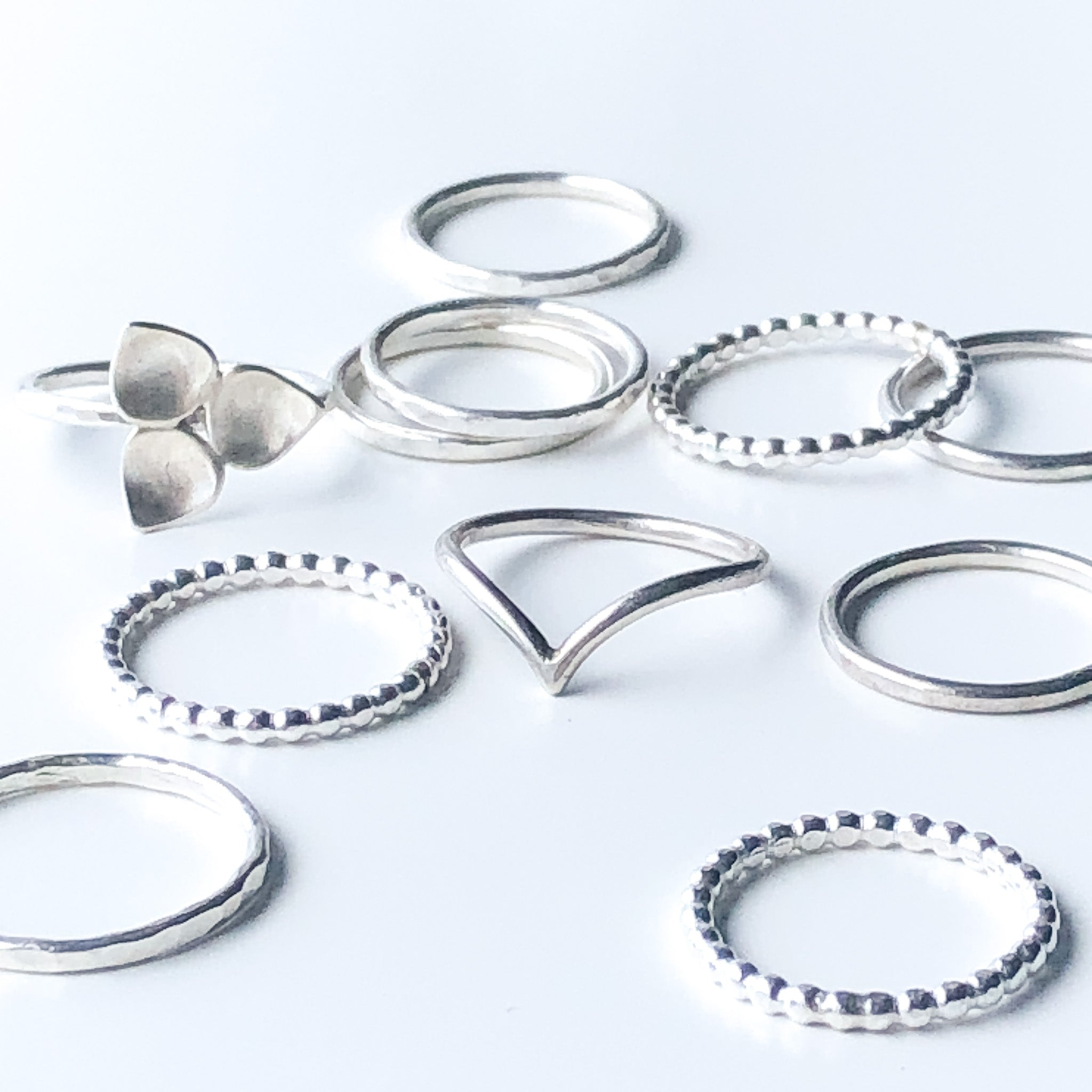 Plain silver 2025 stacking rings