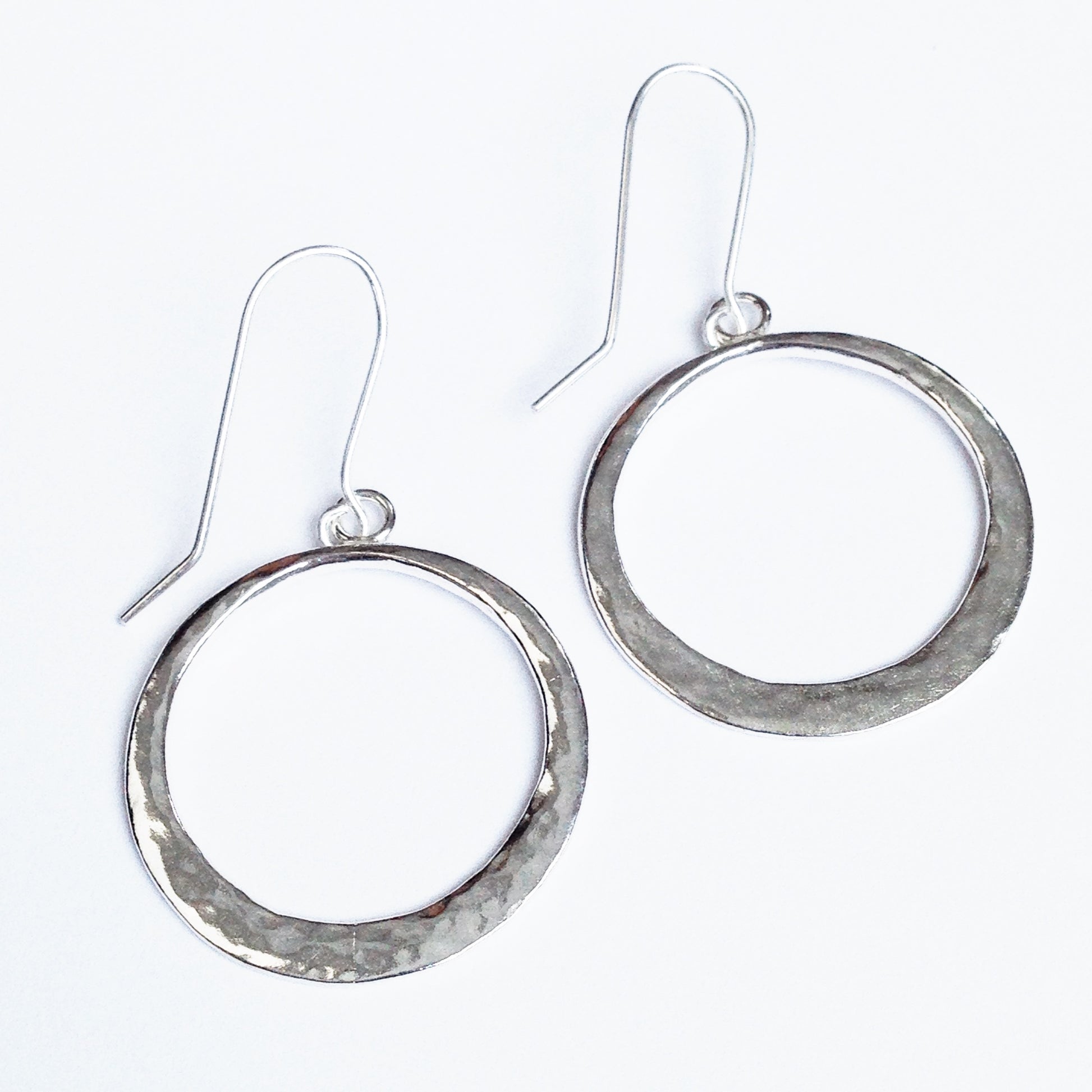Large boho silver hoop earrings