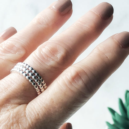 Beaded Silver Stacking Ring