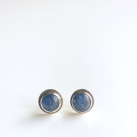 Blue Kyanite Gemstone Stud Earrings