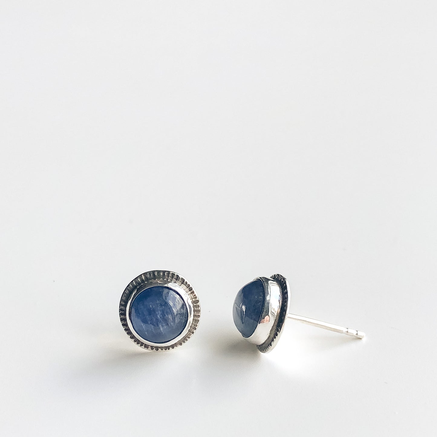 Blue Kyanite Gemstone Stud Earrings