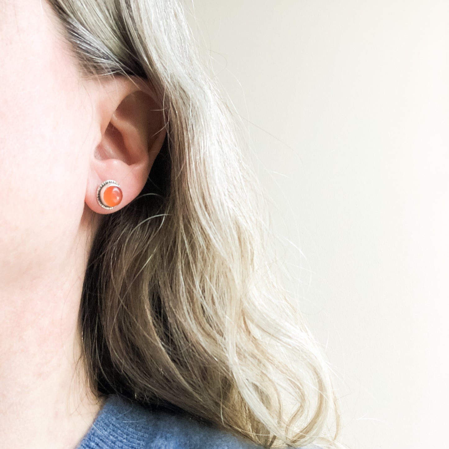 Carnelian Gemstone Stud Earrings