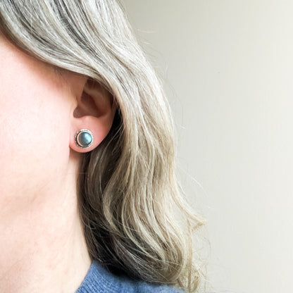 Labradorite Gemstone Stud Earrings