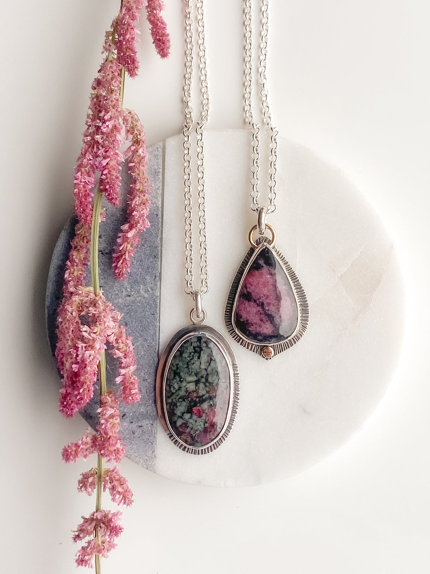 Cherry Blossom Petals Eudialyte Statement Pendant