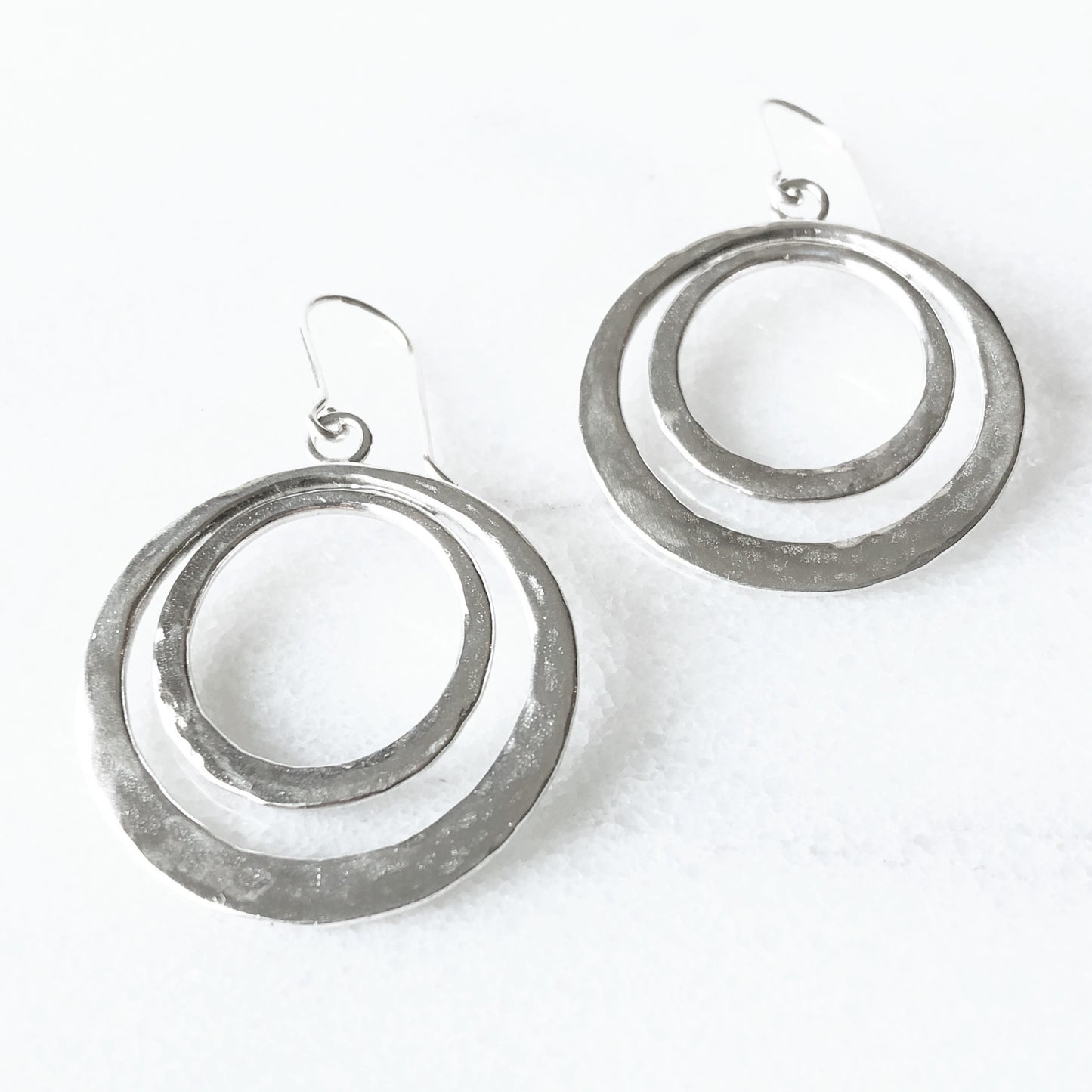Modern boho double hoop earrings in sterling silver
