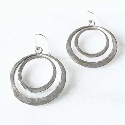 Modern boho double hoop earrings in sterling silver