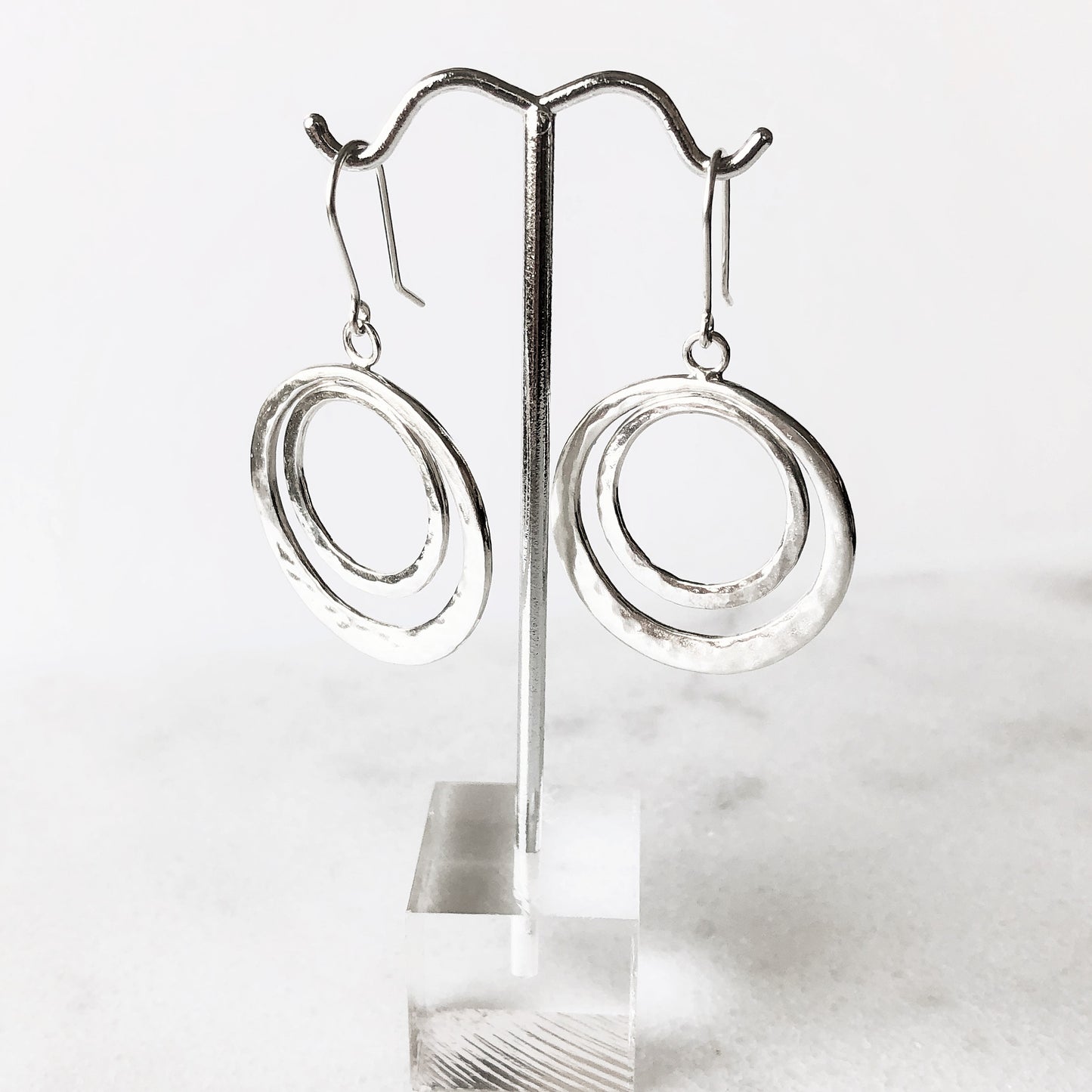 Large double hoop earrings in sterling silver