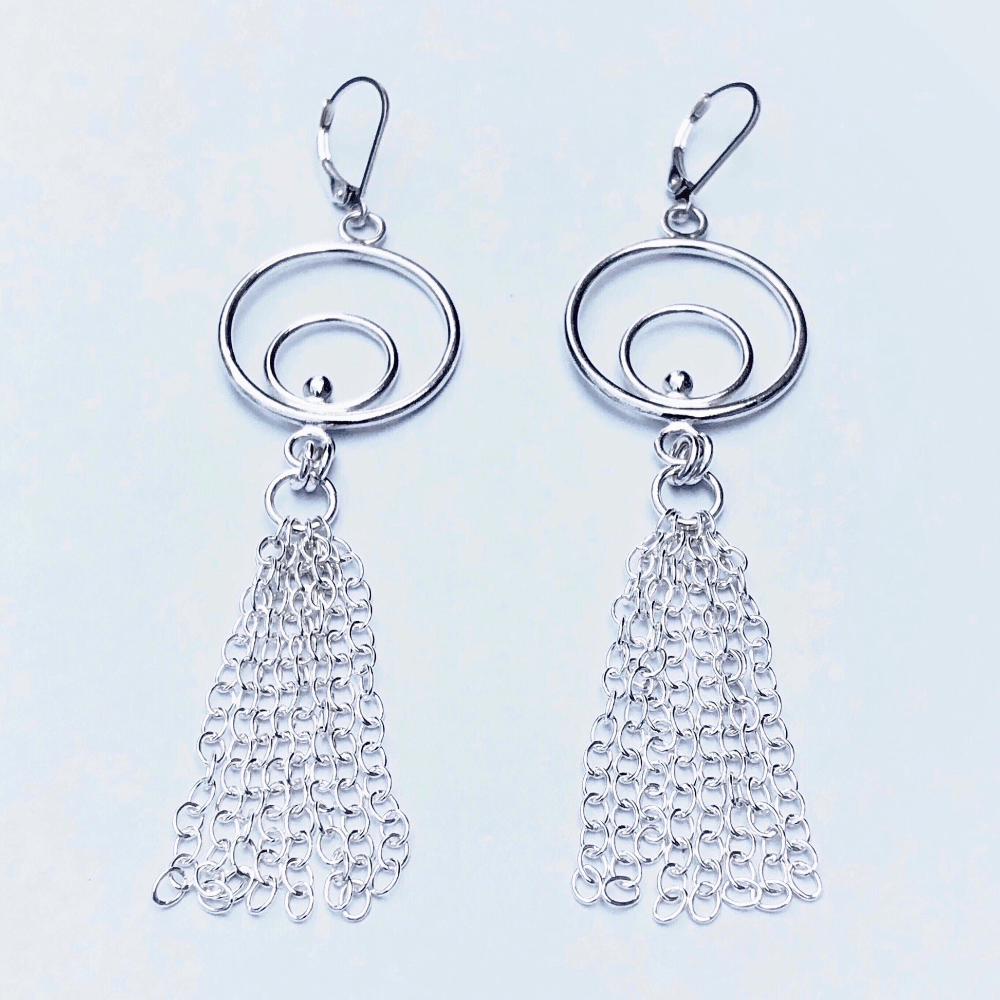 Silver tassel earrings