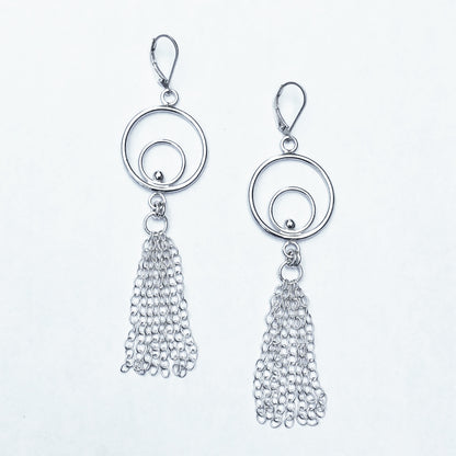Circle tassel earrings in silver