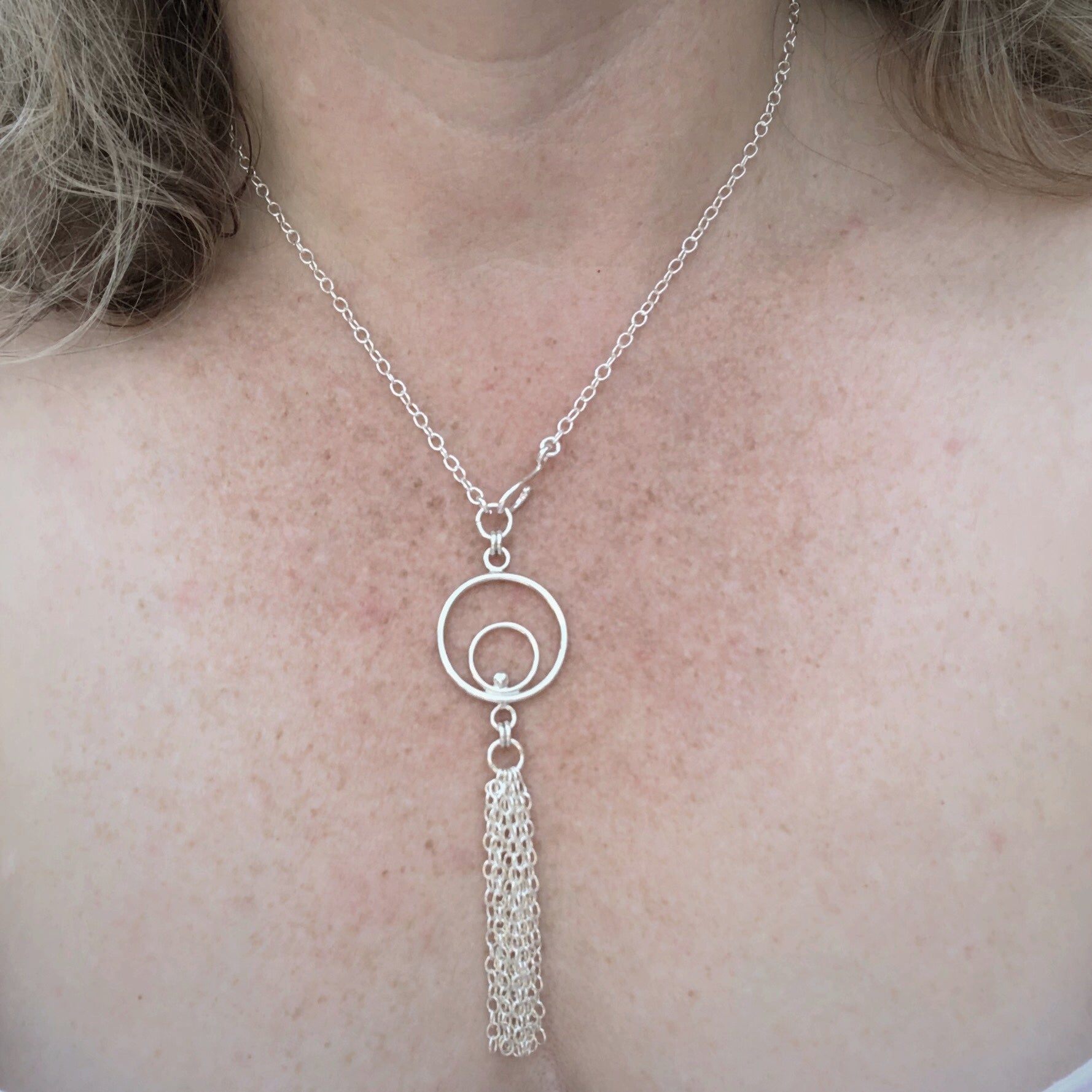 Silver Orbital Tassel Necklace