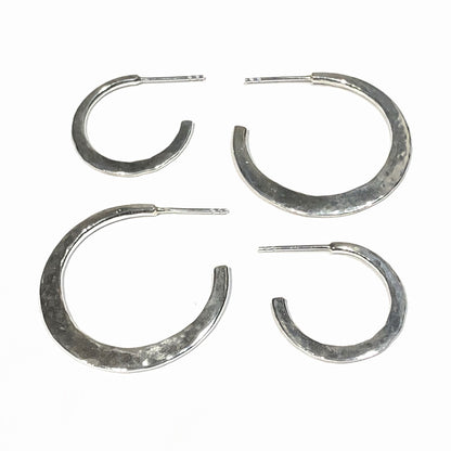 Two sizes of boho silver hoops