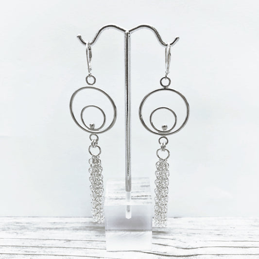 Silver fringe earrings