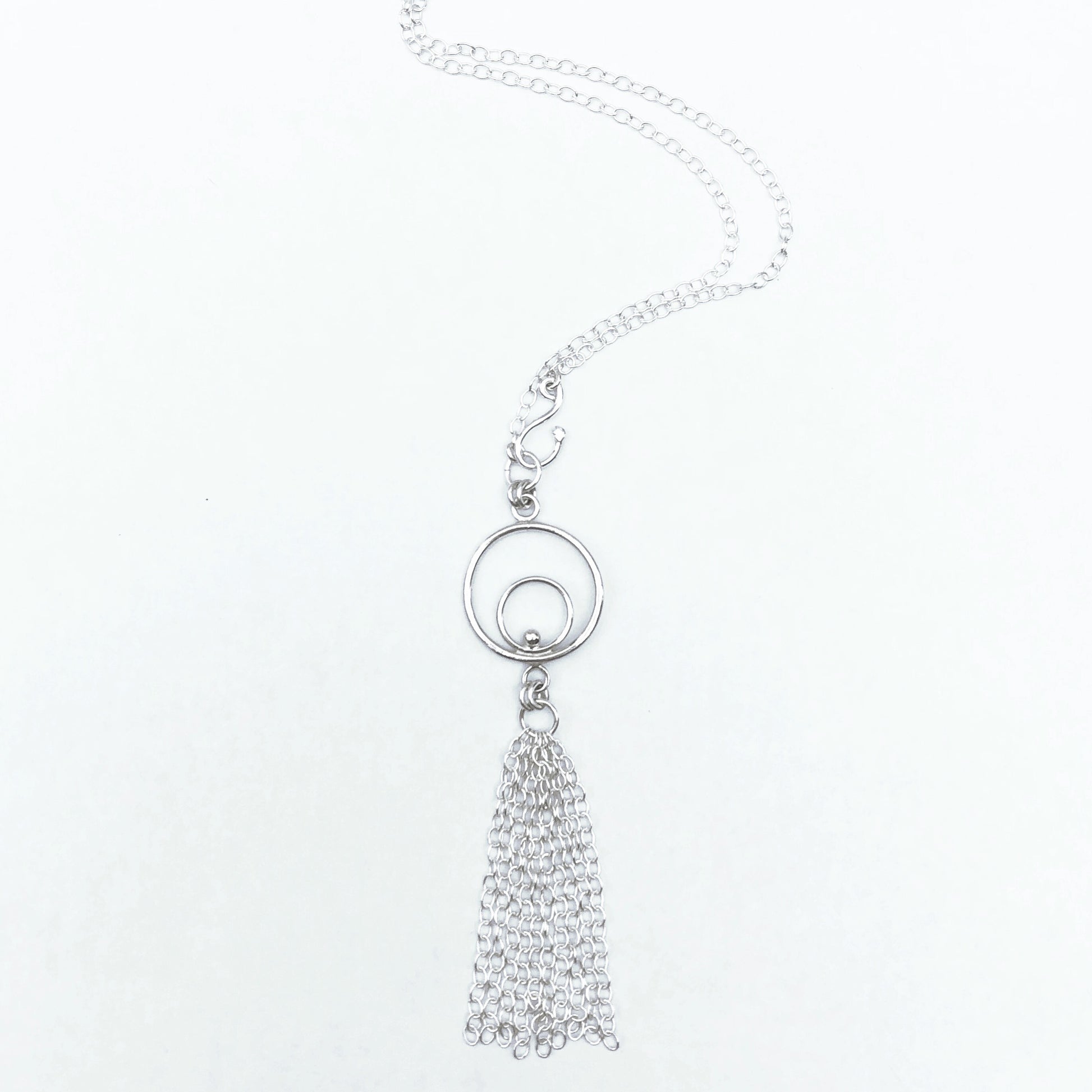 silver circle tassel necklace