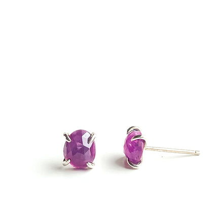Pink Sapphire Prong Set Stud Earrings