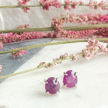 Pink Sapphire Prong Set Stud Earrings