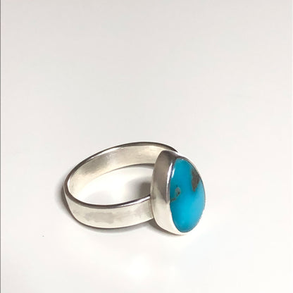 Teardrop Turquoise and Silver Ring - Size 7 1/4