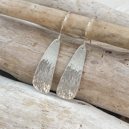 Silver Ripple Texture Dangle Earrings