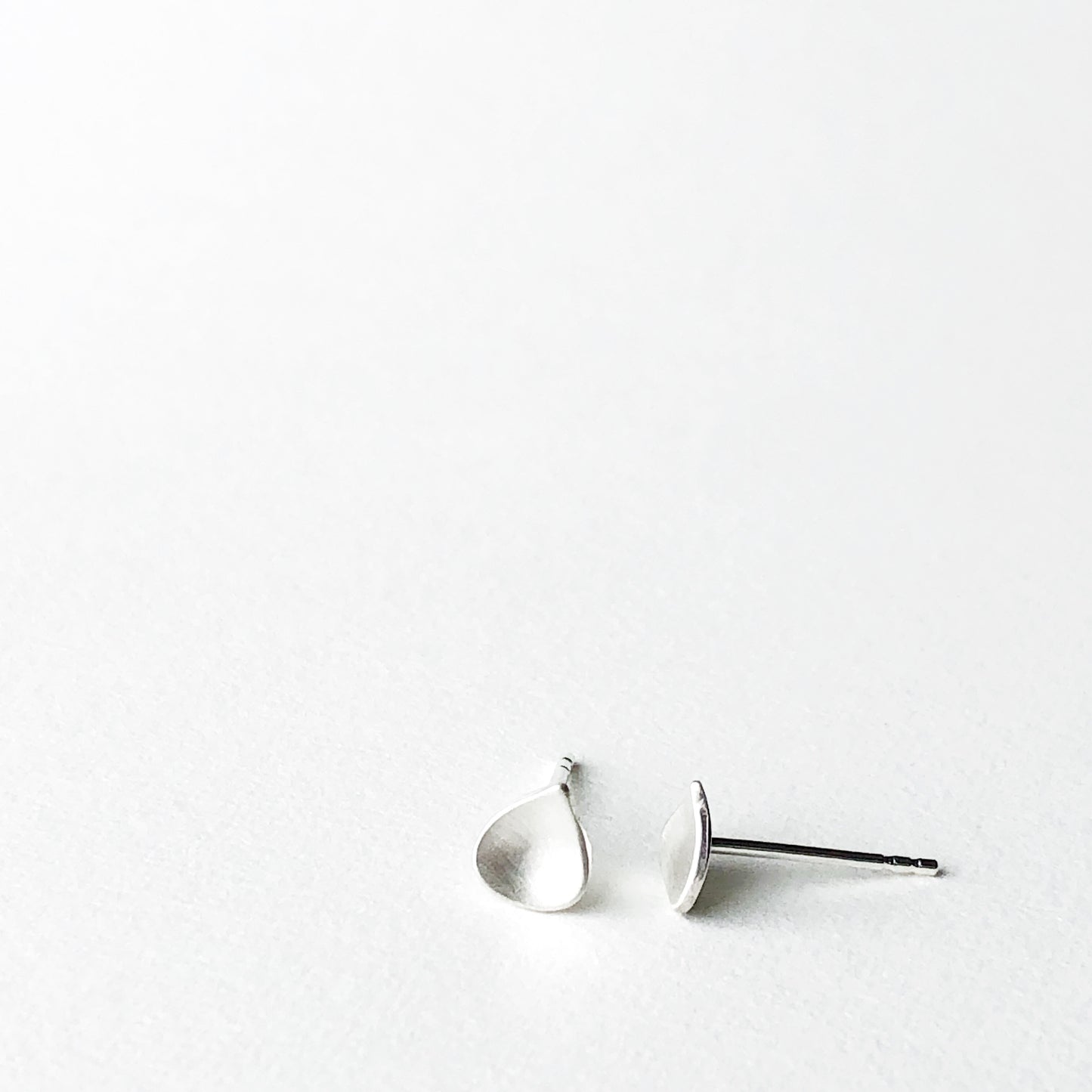 Tiny Water Drop Silver Stud Earrings