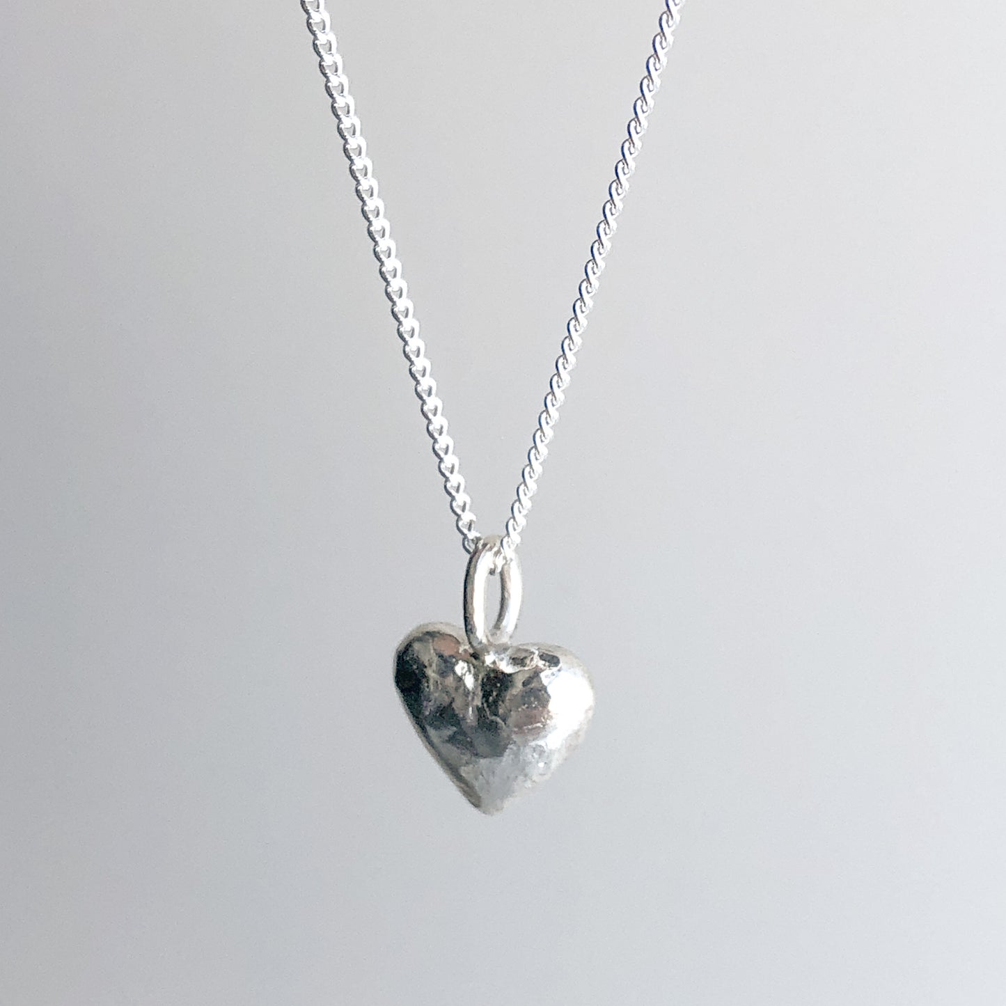 Carved Rustic Silver Heart Pendant