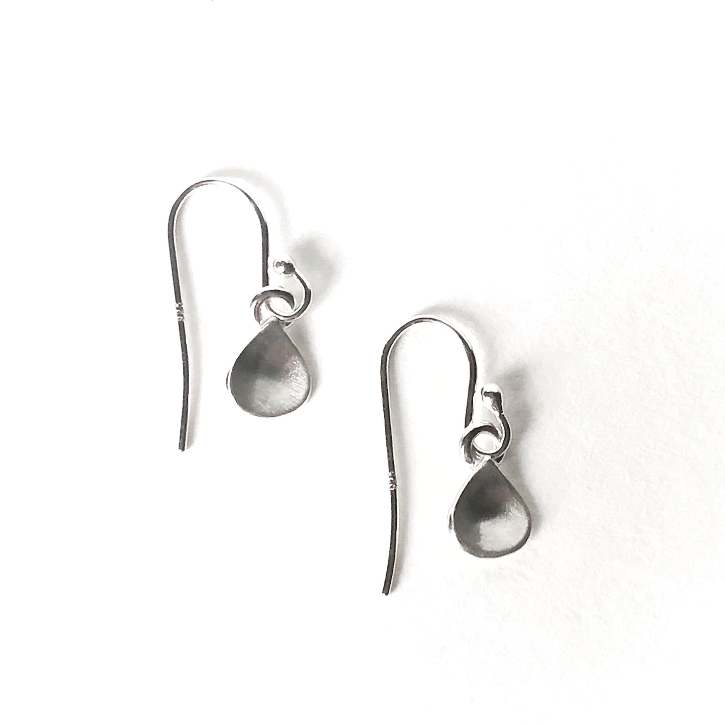 Tiny Water Drop Silver Dangle Earrings