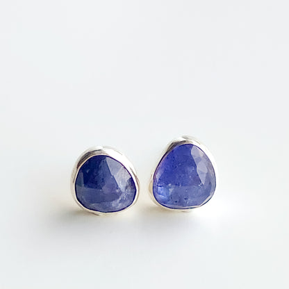 Imperfectly Paired Tanzanite Stud Earrings